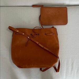 Mansur Gavriel Brown Leather Shoulder Bag Set